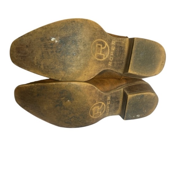 Roper Tall Stuff Snip Toe Brown Ankle Boots with Embroidered Design Sz 8 - Picture 6 of 7